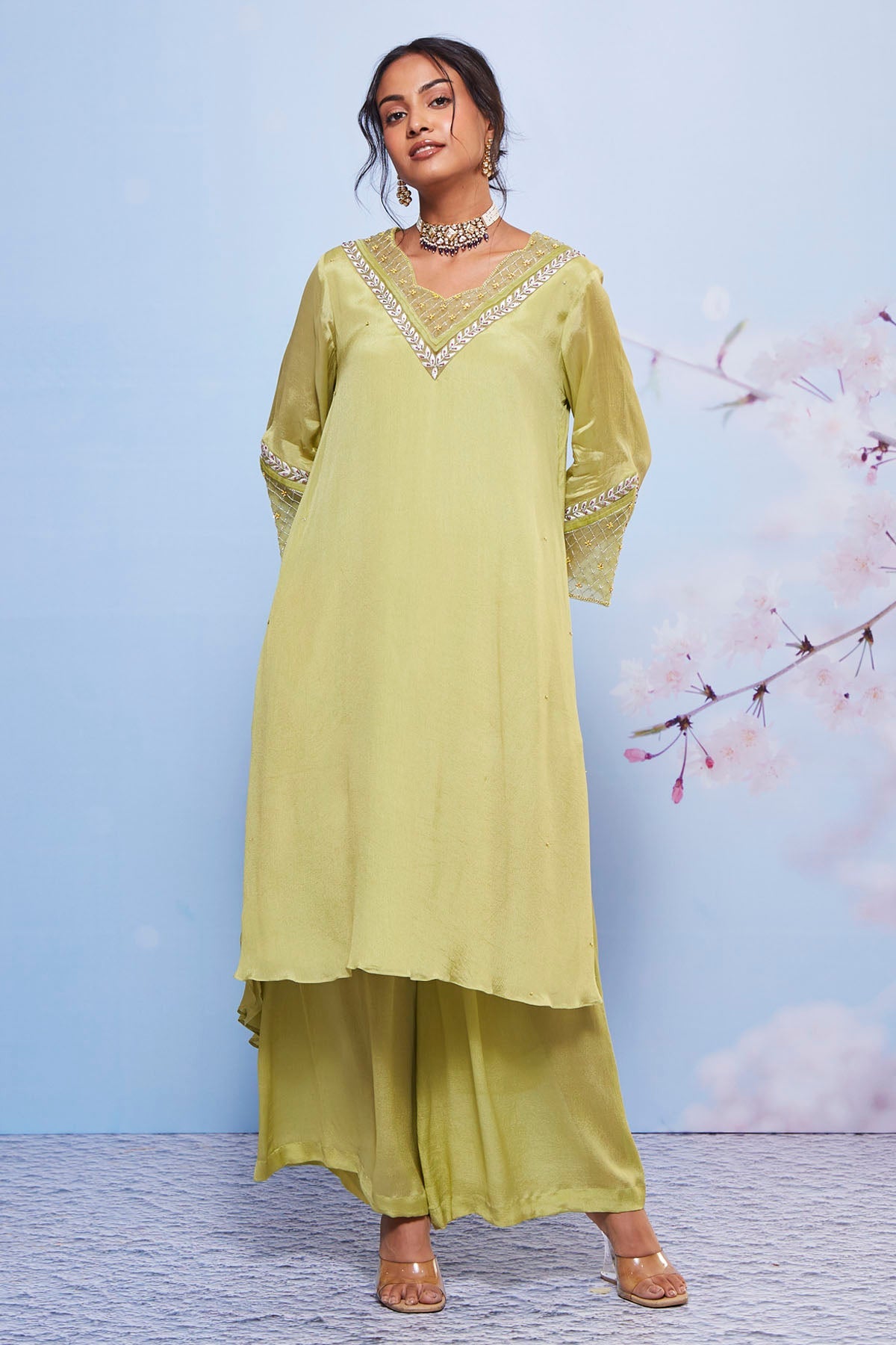 Buy Mint A-Line Kurta & Palazzo Online